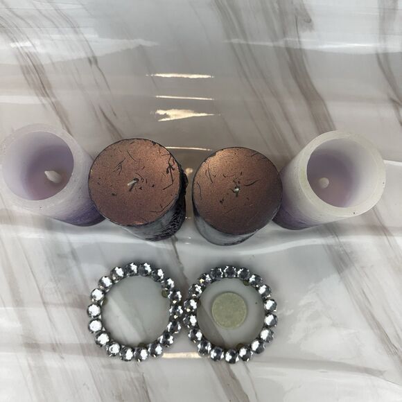 Purple Decorative Bedazzled Candles & Holders Single Wick & Battery Operated - Picture 8 of 14